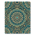 Deep Teal Golden Intricate Starburst Rug