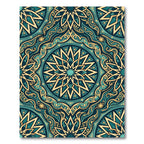Deep Teal Golden Intricate Starburst Rug