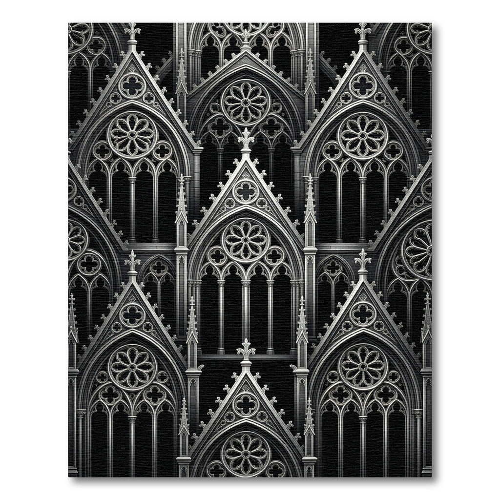 Monochrome Gothic Cathedral Arch Grid Rug