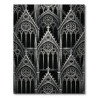 Monochrome Gothic Cathedral Arch Grid Rug