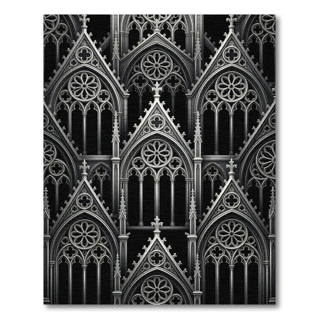 Monochrome Gothic Cathedral Arch Grid Rug