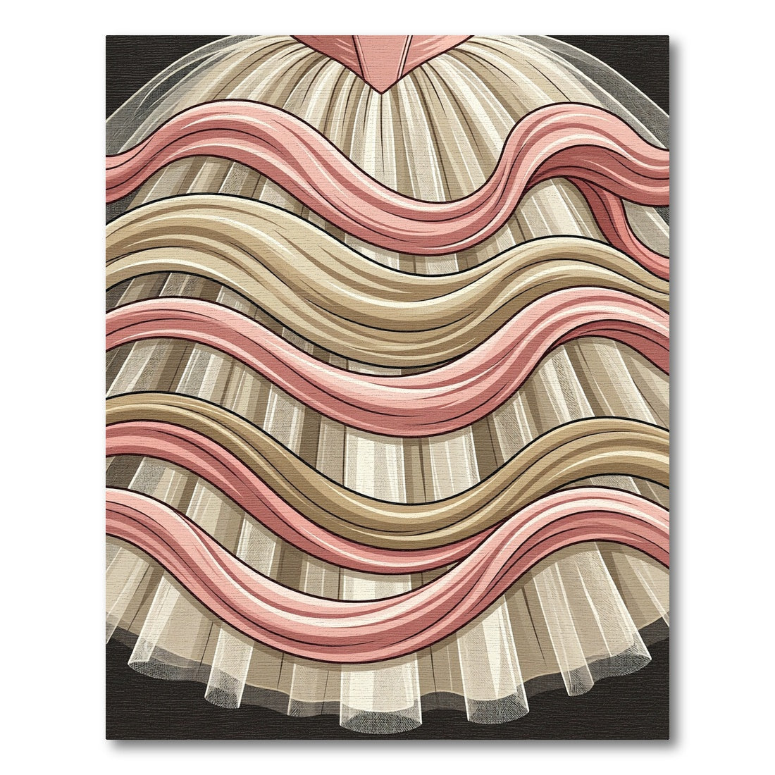Cream and Rose Wavy Ribbon Rug