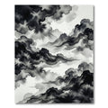 Abstract Monochrome Ink Wash Mountain Landscape Rug