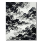 Abstract Monochrome Ink Wash Mountain Landscape Rug