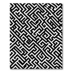 Geometric Black White Maze Pattern Rug