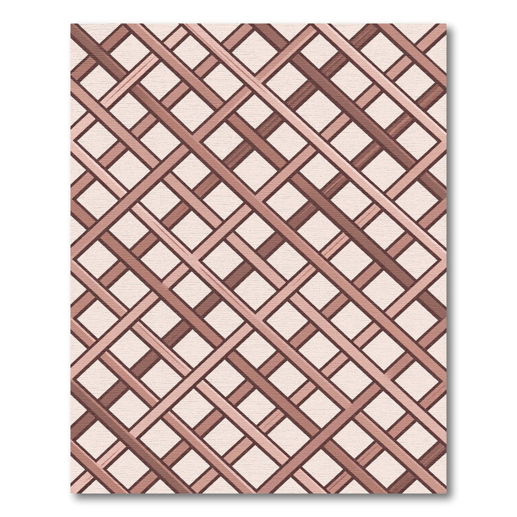 Earthy Brown Intersecting Lattice Grid Rug