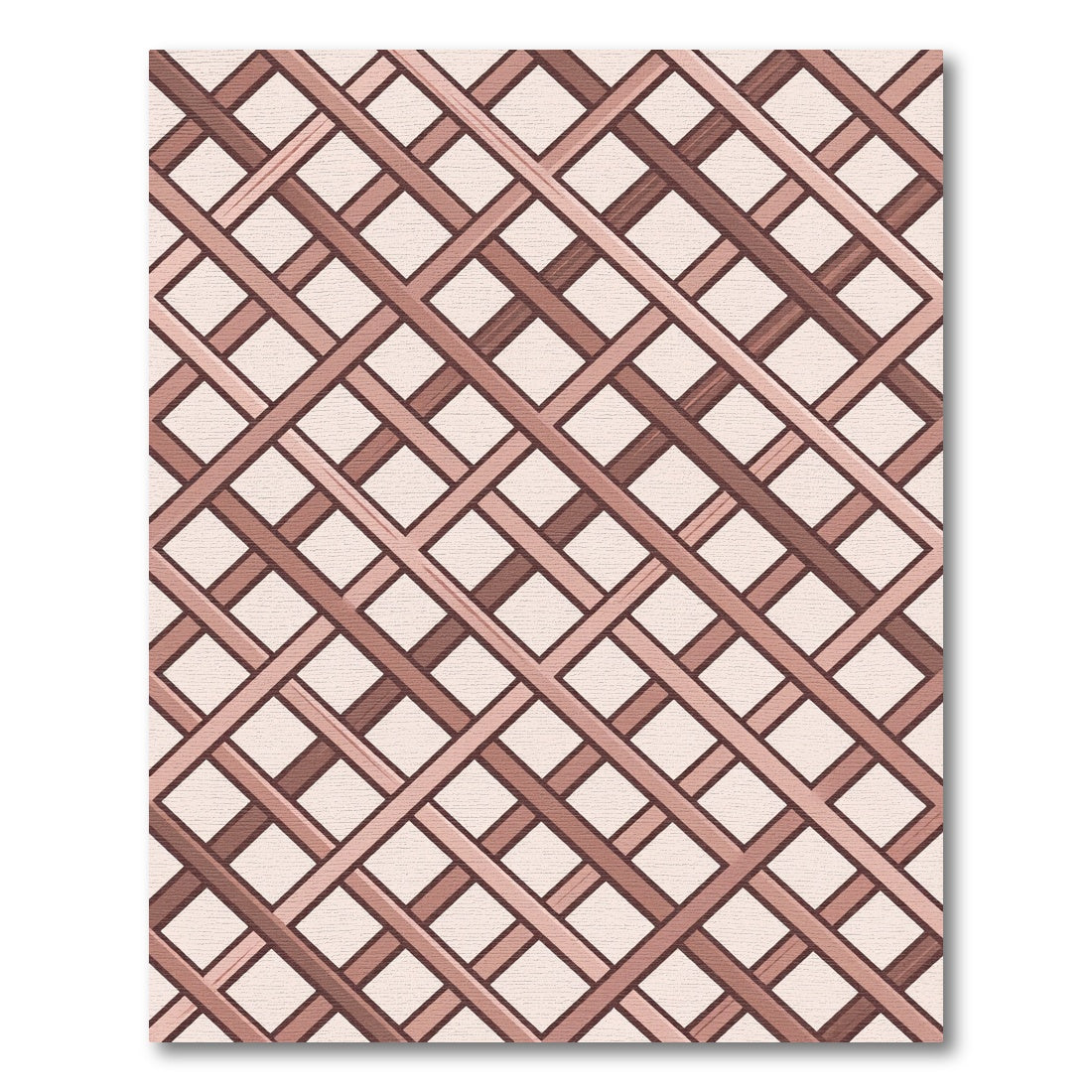 Earthy Brown Intersecting Lattice Grid Rug