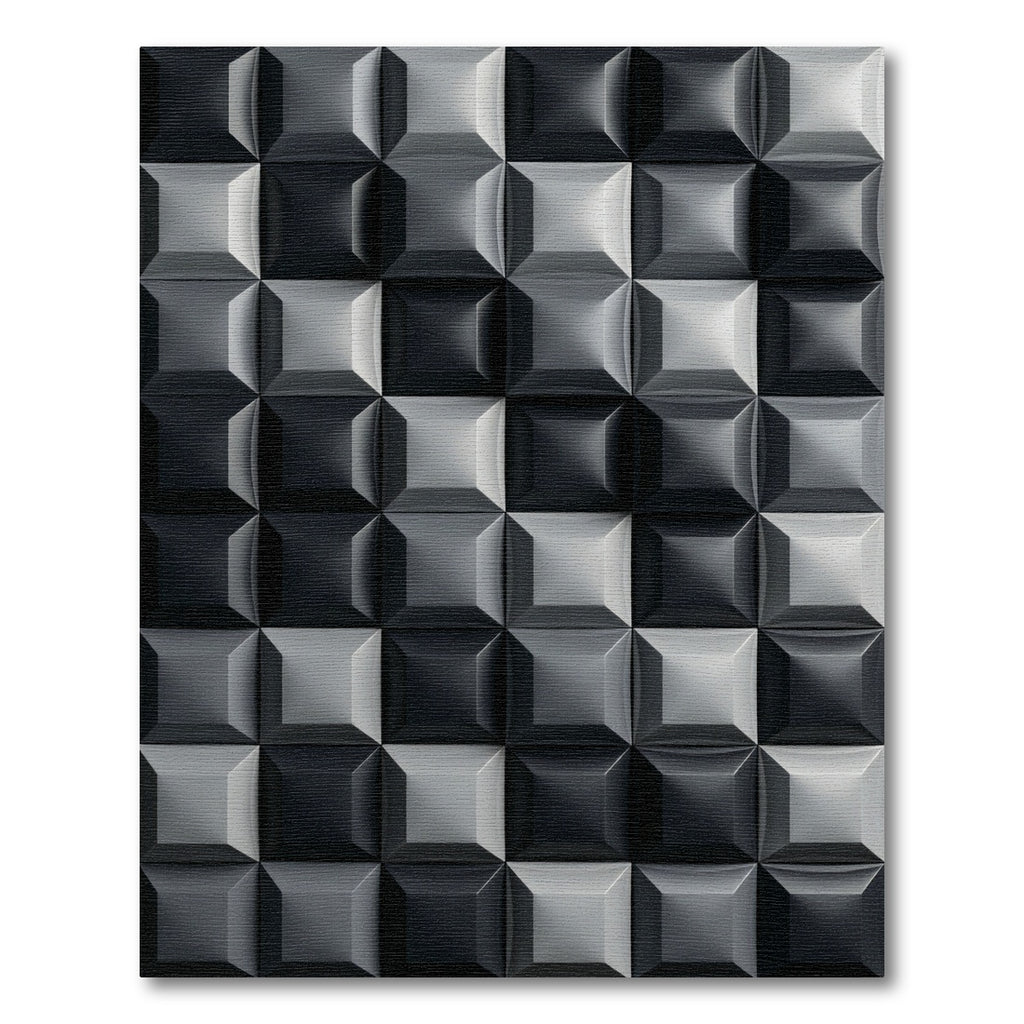 Modern Monochrome Geometric Square Grid Rug
