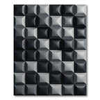 Modern Monochrome Geometric Square Grid Rug