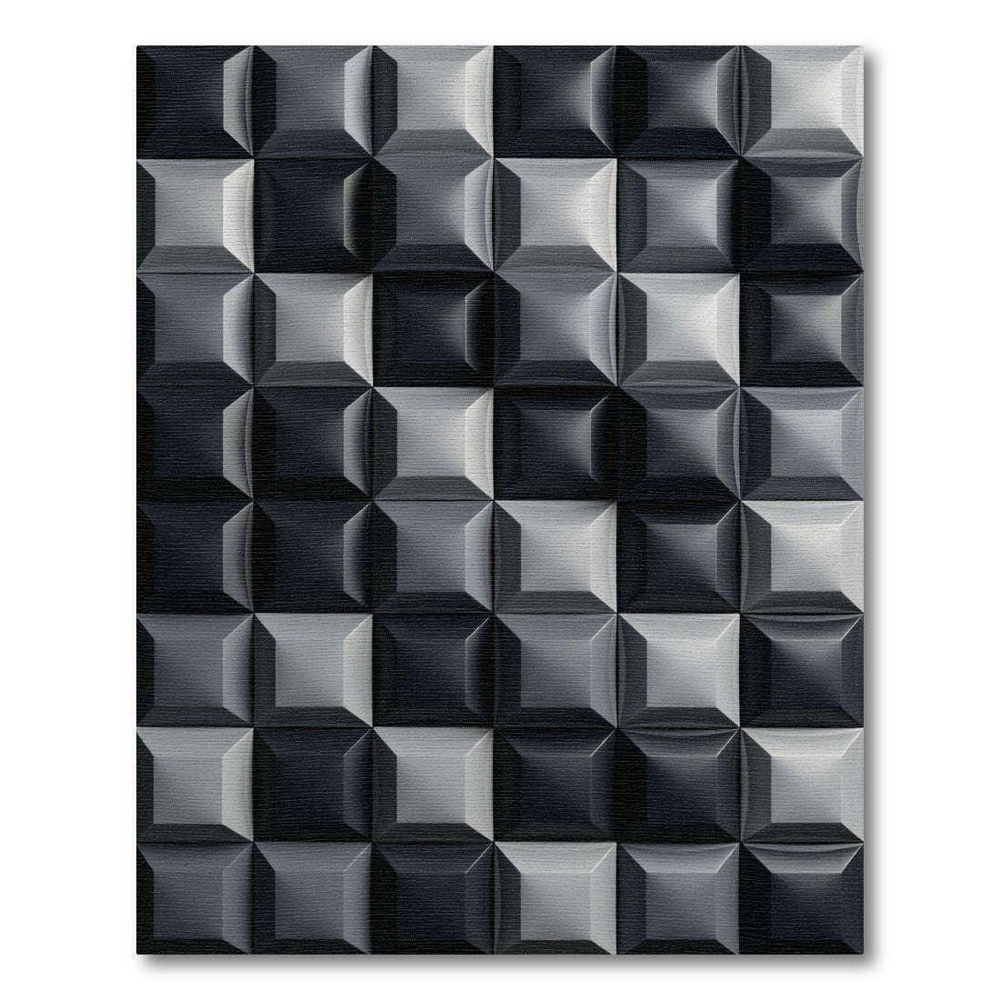 Modern Monochrome Geometric Square Grid Rug