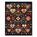 Crimson Ivory Folk Heart Floral Garden Rug