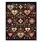 Crimson Ivory Folk Heart Floral Garden Rug