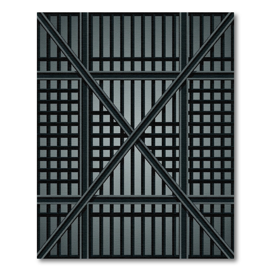 Dark Gray Grid Intersection Rug