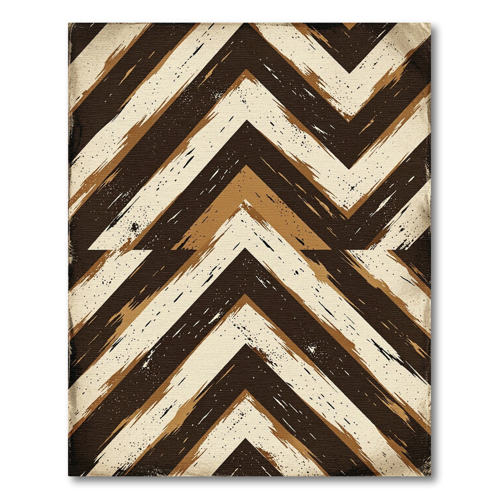 Earthy Tone Chevron Brush Stroke Rug