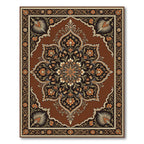 Rich Brown Floral Medallion Rug