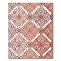 Coral Pink Quatrefoil Floral Scroll Rug