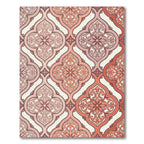 Coral Pink Quatrefoil Floral Scroll Rug