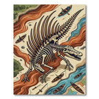Earthy Brown Fossilized Spinosaurus Skeleton Rug