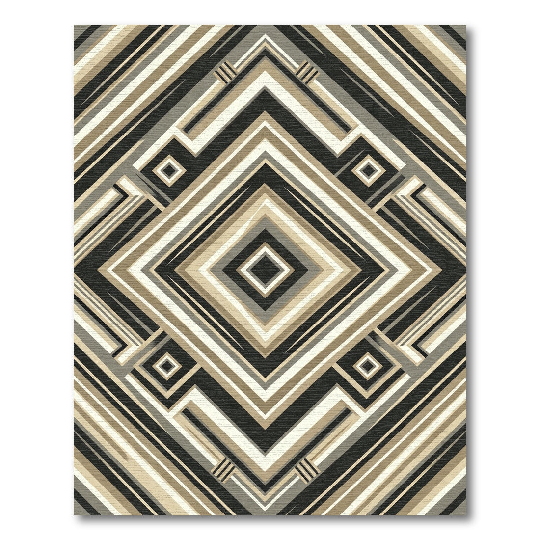 Stepped Diamond Geometric Stripe Rug