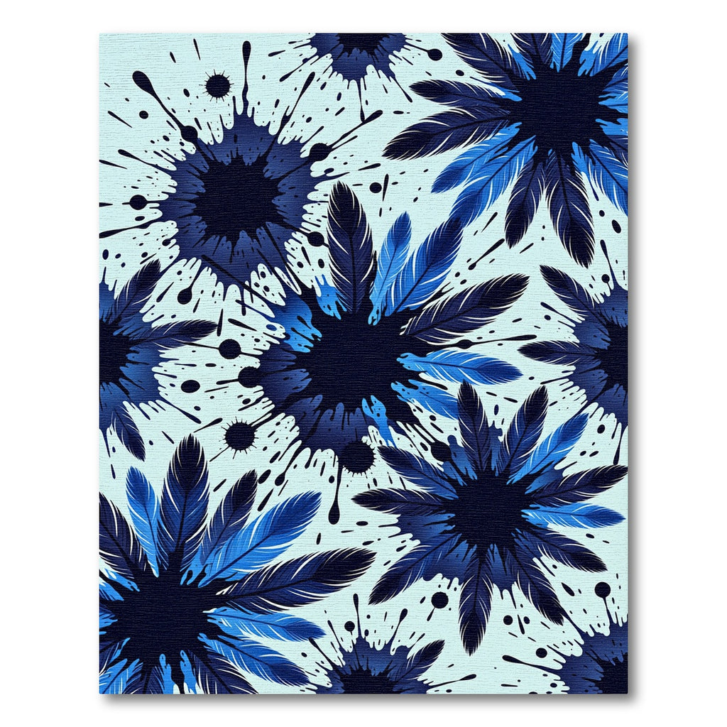 Dark Blue Feather Splash Graphic Rug