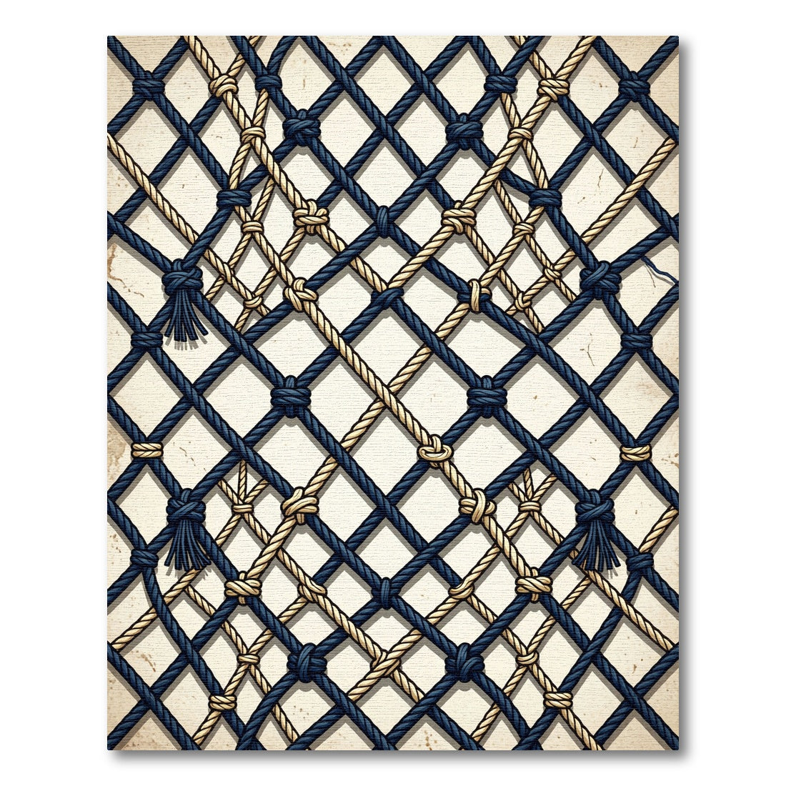 Navy Tan Nautical Rope Lattice Rug