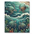 Ethereal Sea Turtle Ocean Wave Art Rug