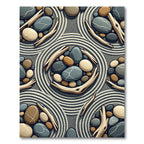 Natural Driftwood Stone Pebble Circles Rug