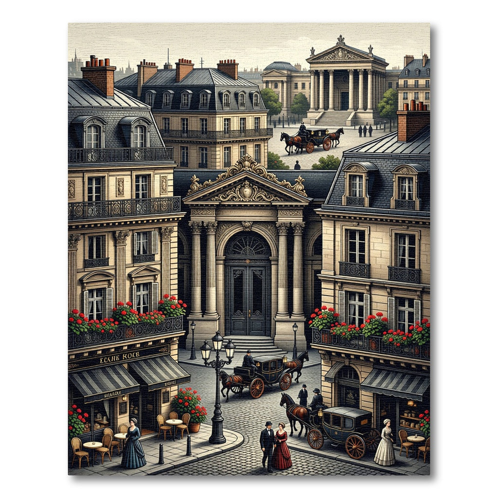 Parisian Street Scene Floral Carriage Rug