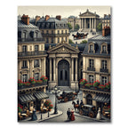 Parisian Street Scene Floral Carriage Rug