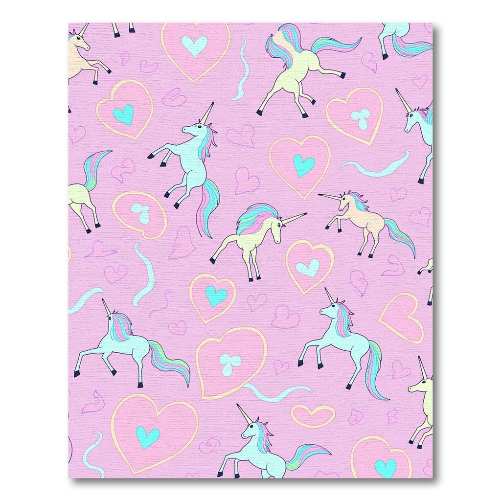 Pastel Unicorn Hearts Whimsical Pattern Rug