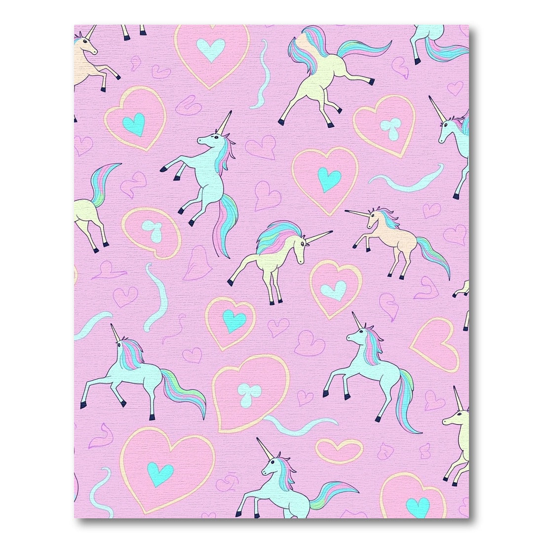 Pastel Unicorn Hearts Whimsical Pattern Rug
