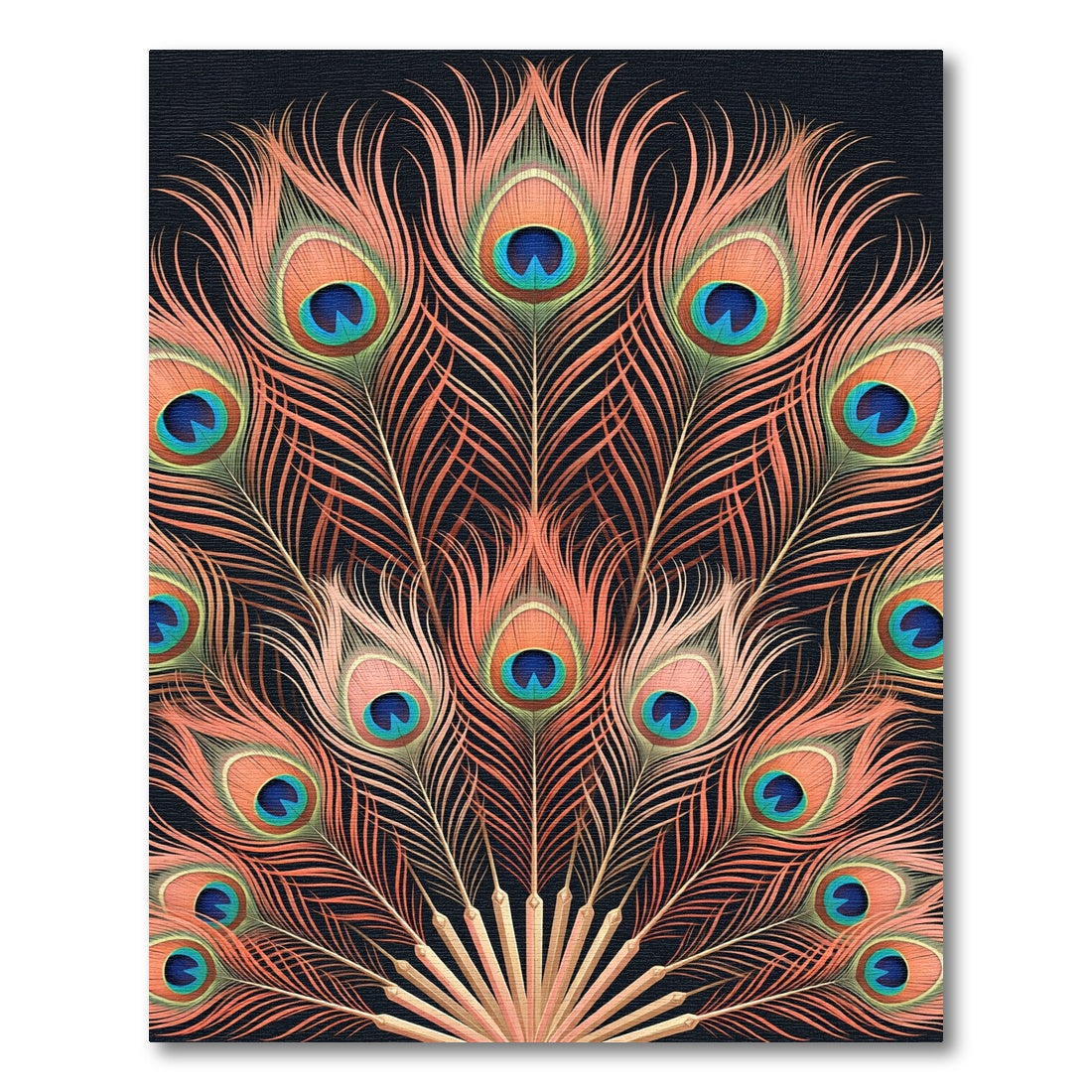 Coral Peacock Feather Fan Abstraction Rug