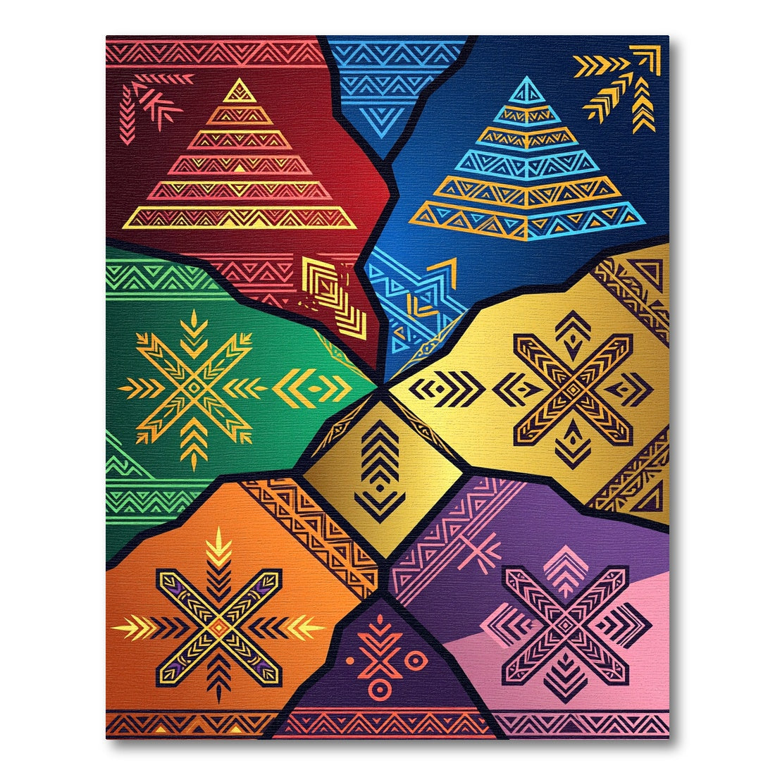 Vibrant Geometric Mosaic Multicolored Tile Rug