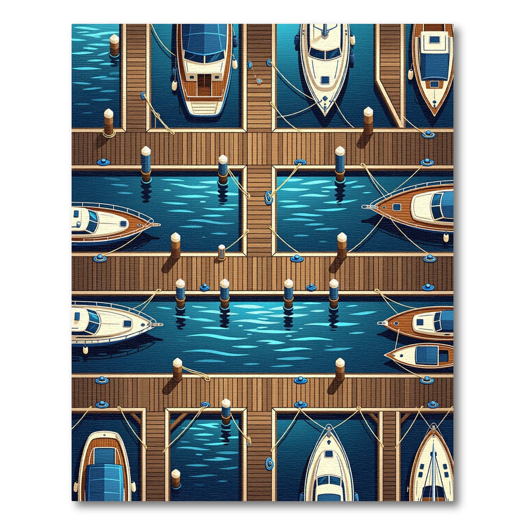 Aerial Blue Nautical Marina Mooring Rug