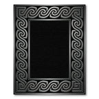 Silver Gray Ornate Scroll Border Rug