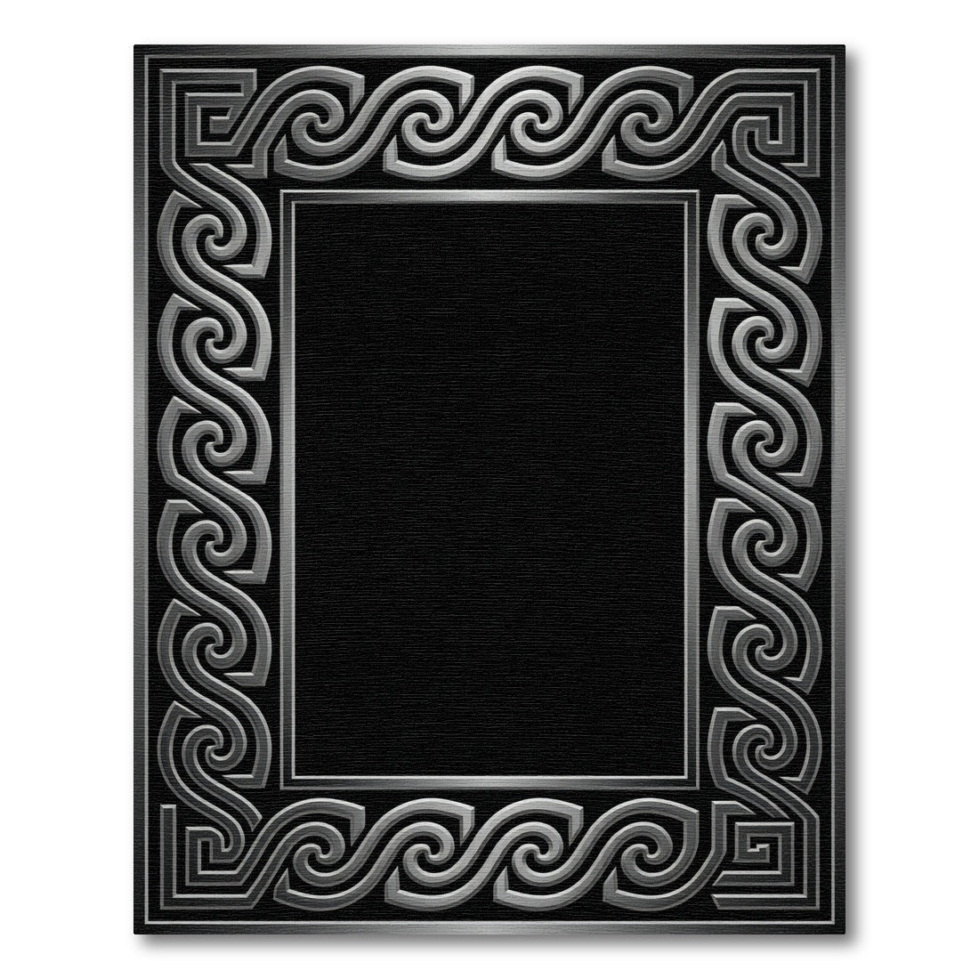 Silver Gray Ornate Scroll Border Rug