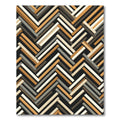 Modern Neutral Herringbone Slatted Geometric Rug