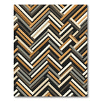 Modern Neutral Herringbone Slatted Geometric Rug