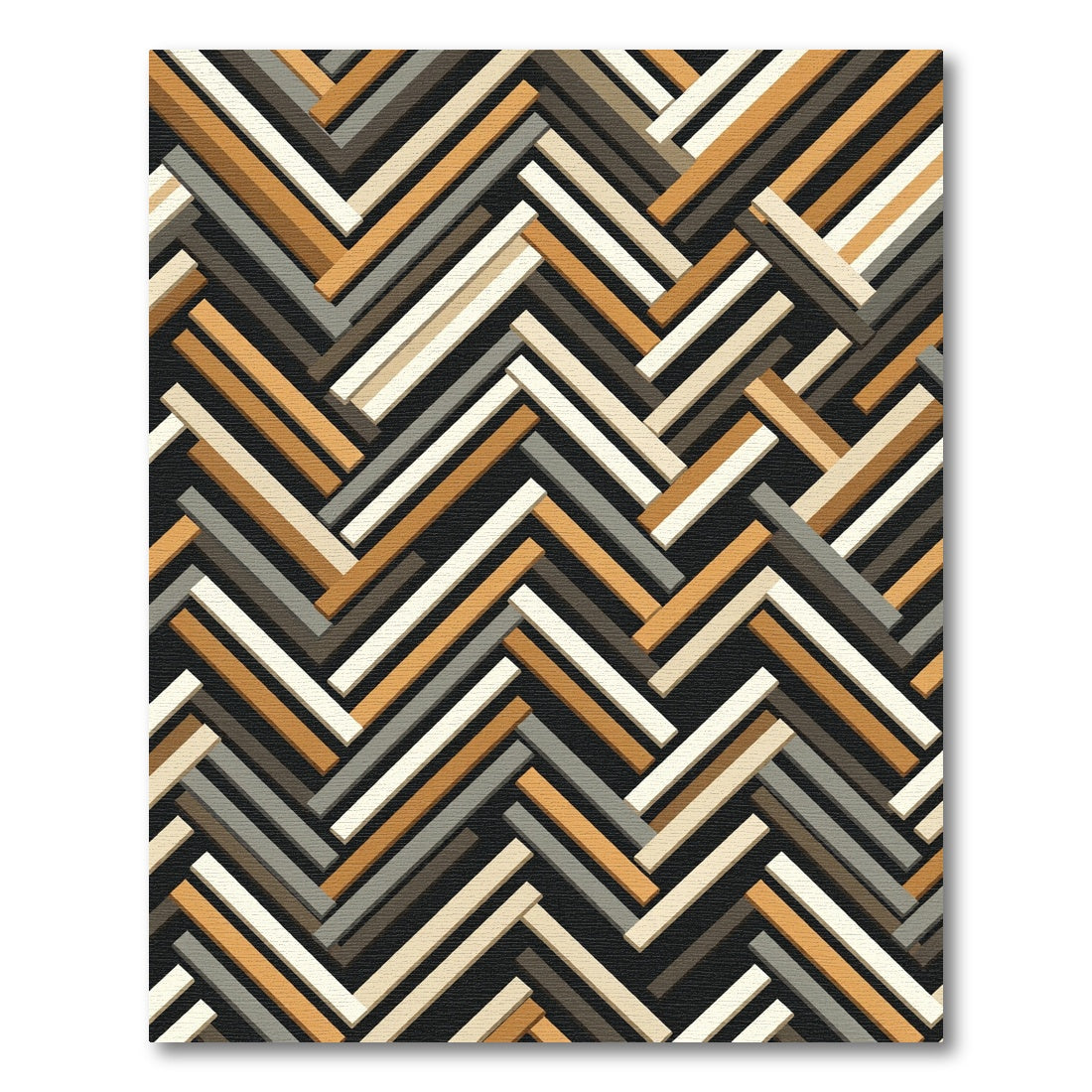 Modern Neutral Herringbone Slatted Geometric Rug