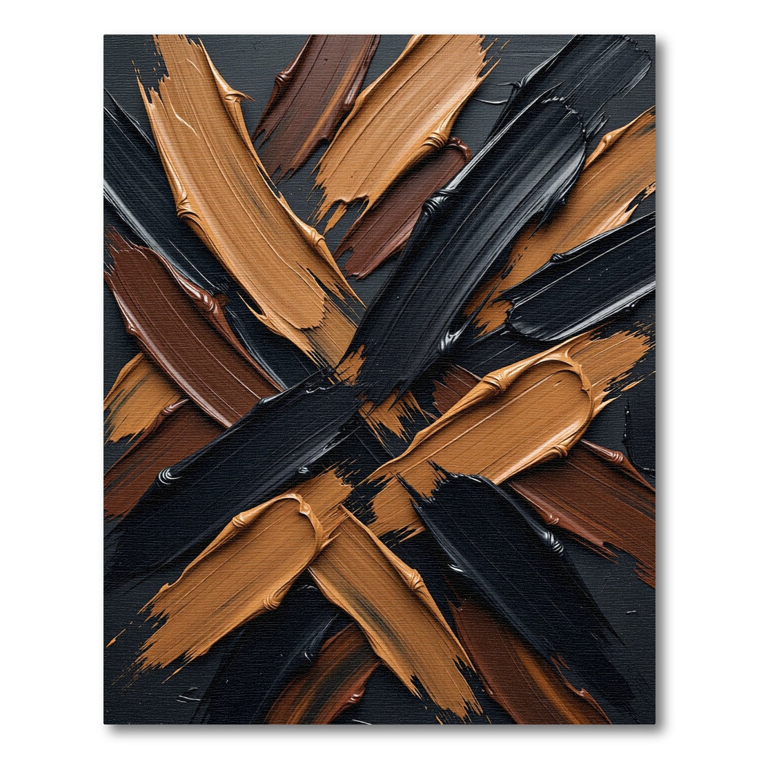 Modern Black and Bronze Brushstroke Rug