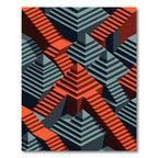 Crimson Orange Staircase Illusion Rug