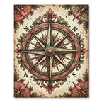 Antique Rose Compass Rose Medallion Rug