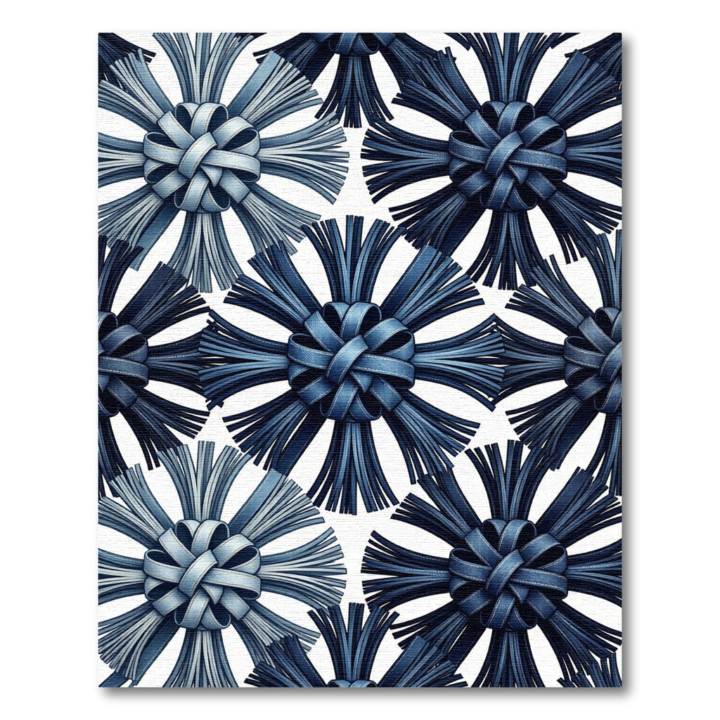 Indigo Denim Bow Floral Medallion Rug