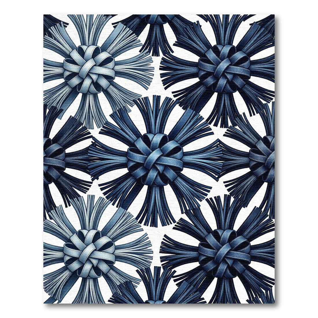Indigo Denim Bow Floral Medallion Rug