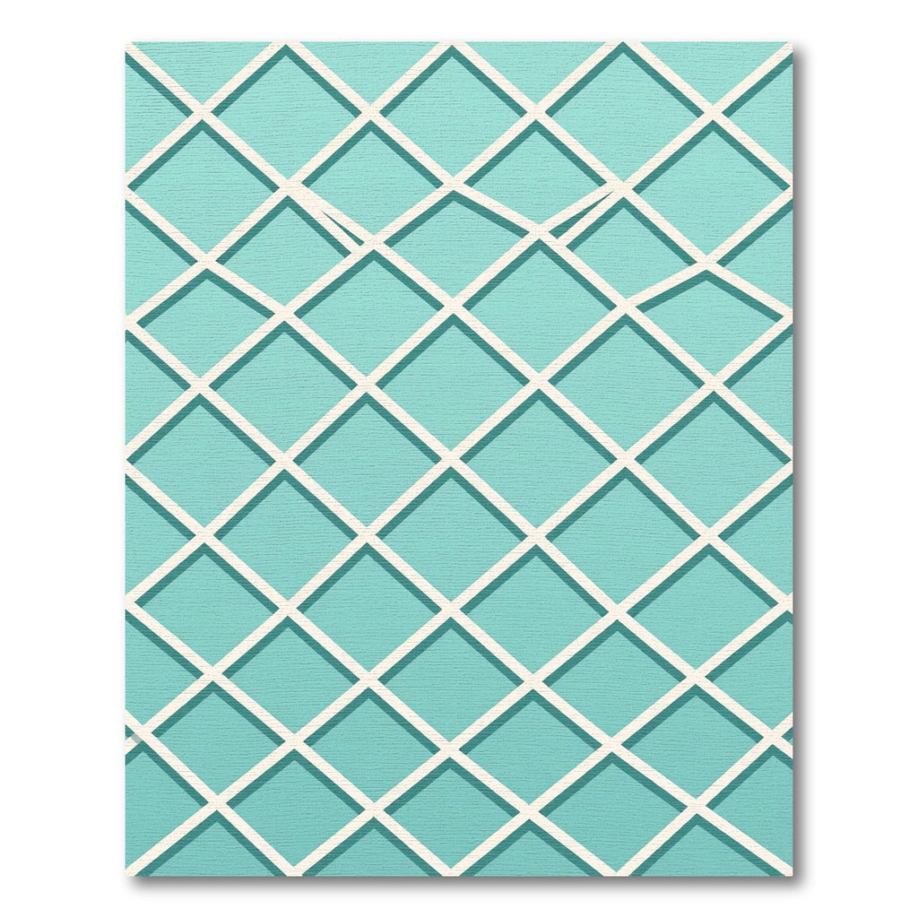 Aquamarine Geometric Lattice Grid Diamond Rug