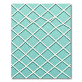 Aquamarine Geometric Lattice Grid Diamond Rug
