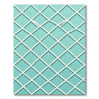 Aquamarine Geometric Lattice Grid Diamond Rug
