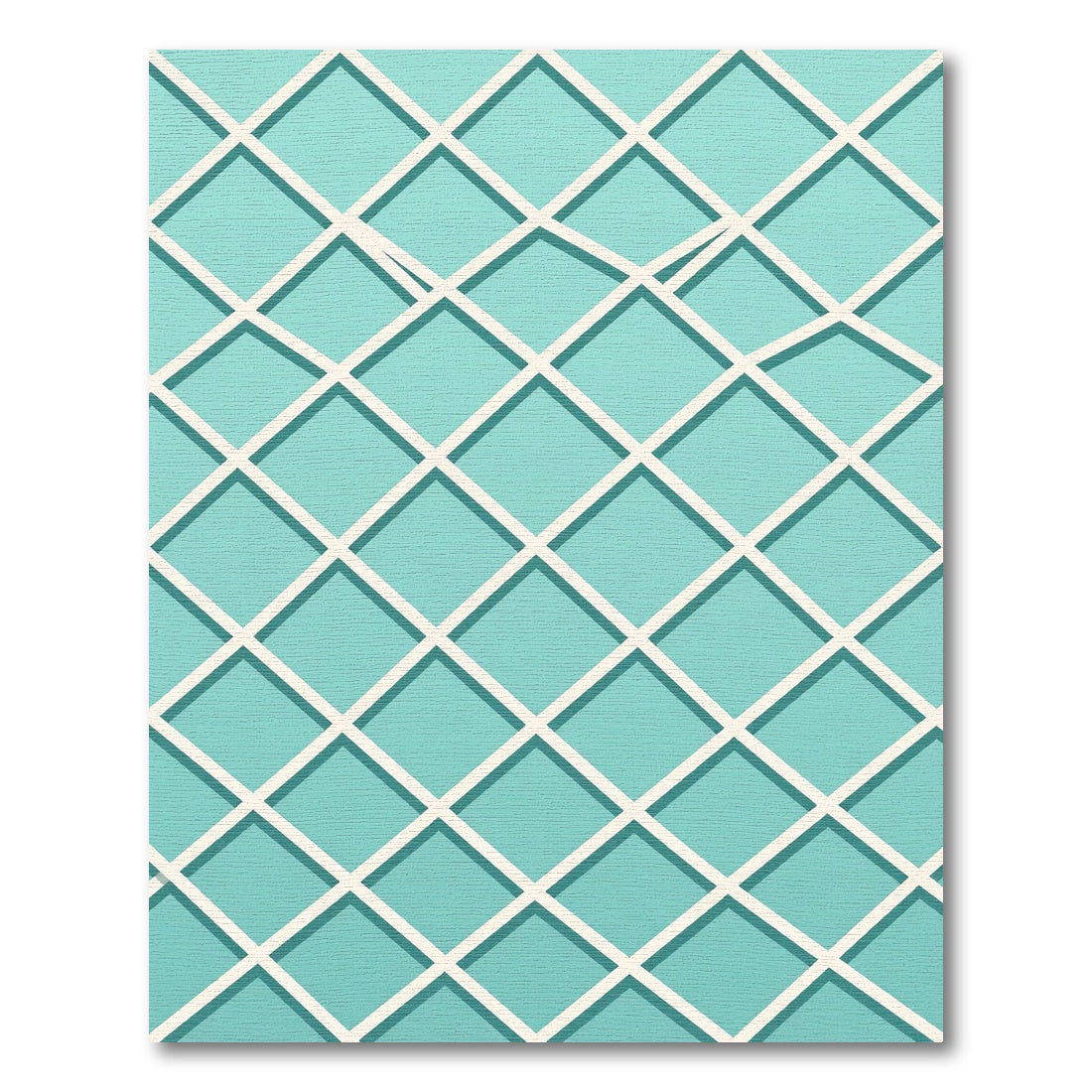 Aquamarine Geometric Lattice Grid Diamond Rug