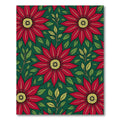 Vibrant Red Starburst Floral Green Rug