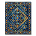 Royal Blue Golden Floral Diamond Medallion Rug